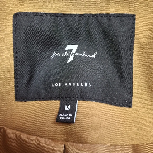 7 For All Mankind Cropped Button Long Sleeve Gold Blazer Women Size Medium - Picture 2 of 16